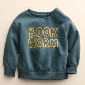 NWT!! Unisex Sz NB"Book Worm"Crewneck Sweatshirt (LW) Organic Cotton Green/Blue